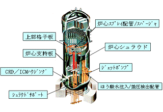 BWRの炉内鳥瞰図と構造物例